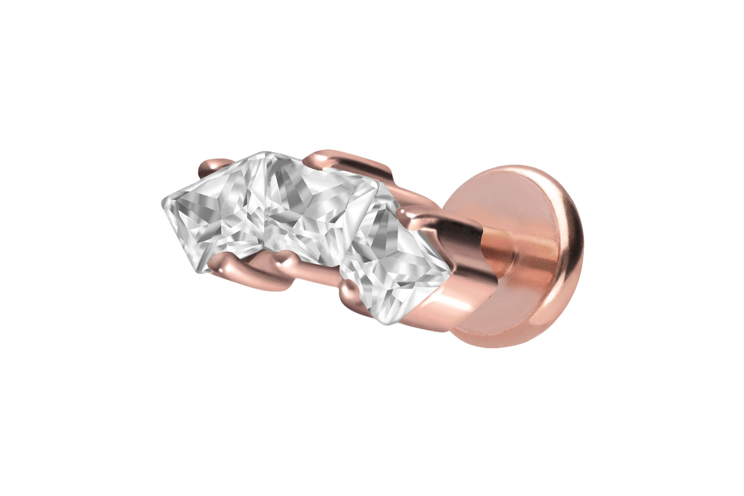 Titan Labret Piercing mit Push Fit EINGEFASSTE KRISTALLTRAPEZE